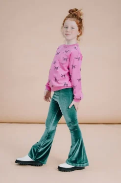groene sproet & sprout flared broek flare pants velvet