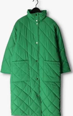 groene stand studio gewatteerde jas sage coat