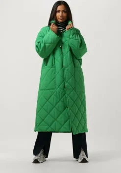 groene stand studio gewatteerde jas sage coat