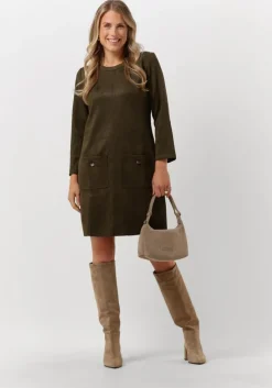 groene summum mini jurk dress bonded suedine