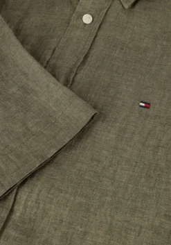 groene tommy hilfiger casual overhemd pigment dyed linen rf shirt s/s