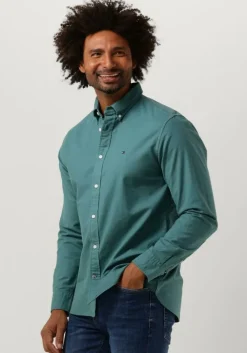 groene tommy hilfiger casual overhemd pigment garment dye rf shirt