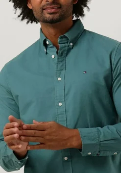 groene tommy hilfiger casual overhemd pigment garment dye rf shirt