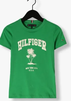 groene tommy hilfiger t-shirt hilfiger palm print tee ss