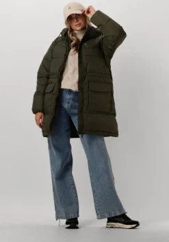 groene tommy jeans gewatteerde jas tjw midi vail puffer