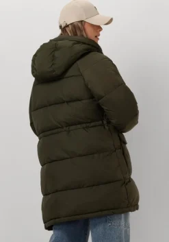 groene tommy jeans gewatteerde jas tjw midi vail puffer