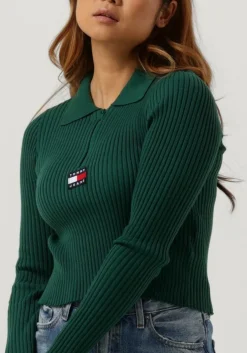 groene tommy jeans trui sweaters half zipp