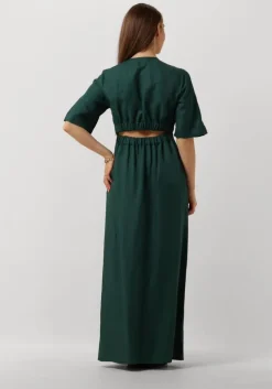 groene vanilia maxi jurk linnen open back dress