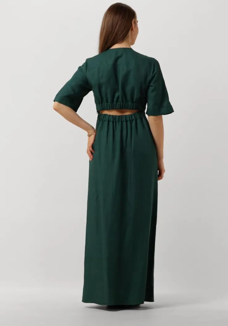 groene vanilia maxi jurk linnen open back dress