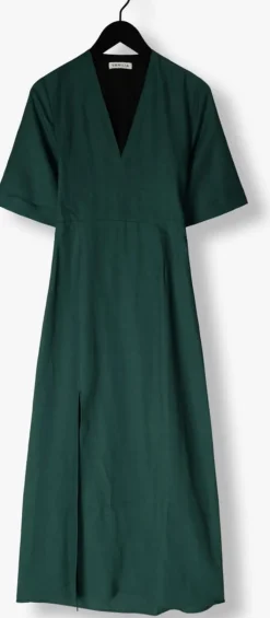 groene vanilia maxi jurk linnen open back dress