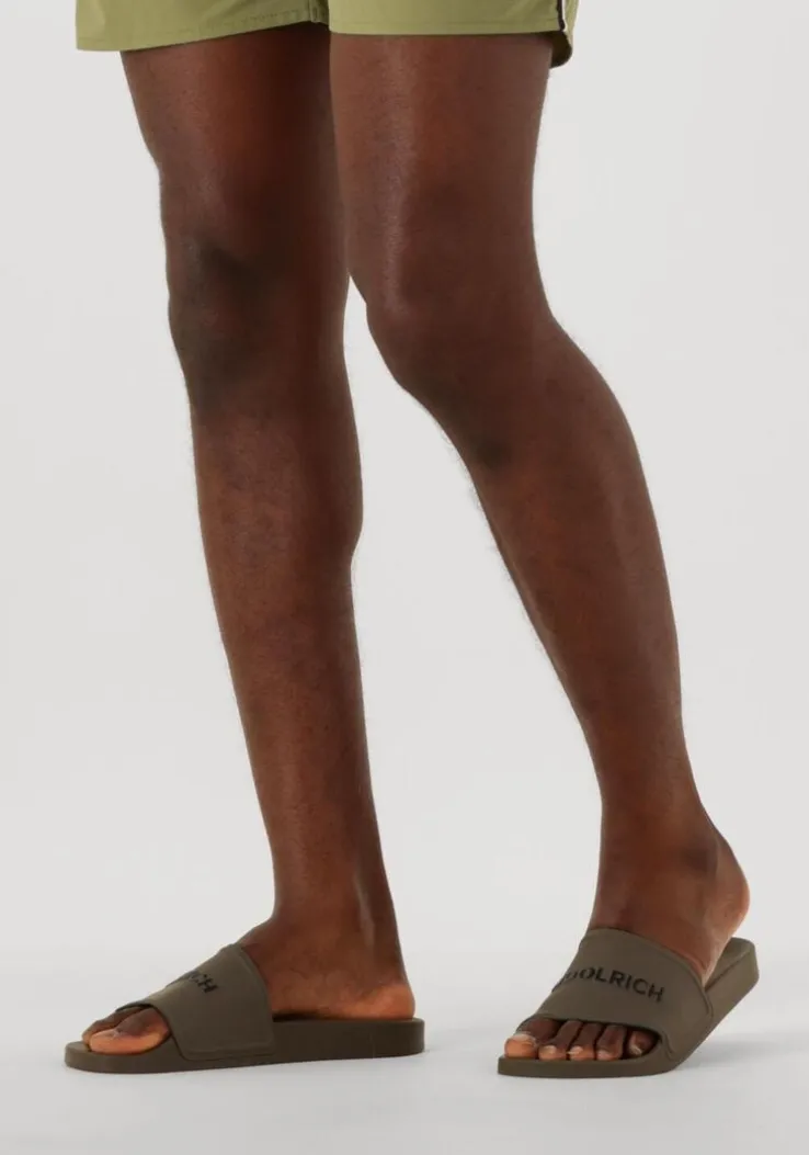 groene woolrich badslippers slide sandal