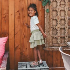 groene your wishes minirok broderie ruffle skirt