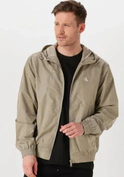 khaki calvin klein jack nylon hooded windbreaker