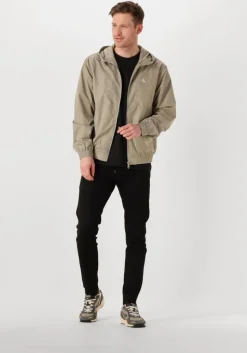 khaki calvin klein jack nylon hooded windbreaker