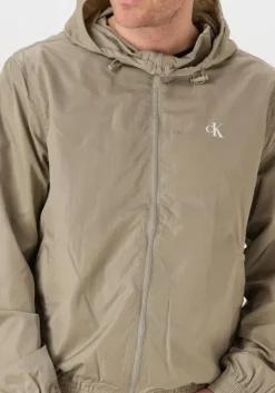 khaki calvin klein jack nylon hooded windbreaker
