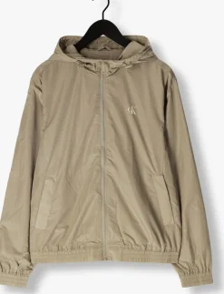 khaki calvin klein jack nylon hooded windbreaker