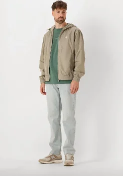 khaki calvin klein jack nylon hooded windbreaker