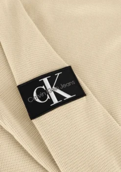 khaki calvin klein sweater badge waffles ls tee