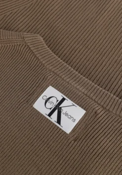khaki calvin klein trui bust detailing tight sweater