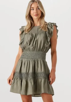khaki co'couture mini jurk callumcc frill pintuck dress