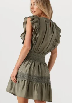 khaki co'couture mini jurk callumcc frill pintuck dress