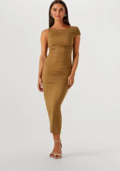 khaki edited midi jurk robinia dress