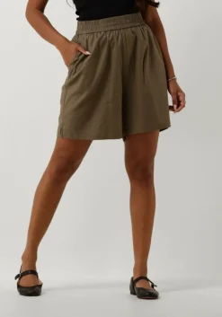 khaki gestuz korte broek lizagz linen hw shorts