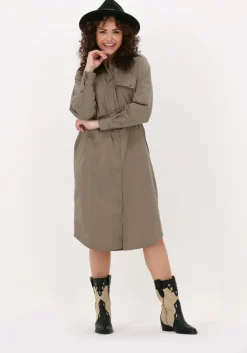 khaki levete room midi jurk isla solid 44 dress