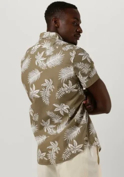khaki scotch & soda casual overhemd printed + washed short sleeve poplin shirt