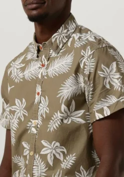 khaki scotch & soda casual overhemd printed + washed short sleeve poplin shirt