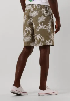 khaki scotch & soda korte broek seasonal relaxed straight - printed poplin bermuda