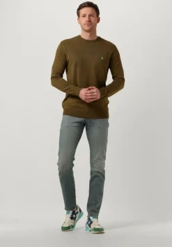 khaki scotch & soda trui essentials - ecovero viscose-blend crewneck pullover