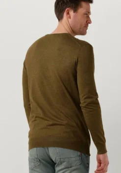 khaki scotch & soda trui essentials - ecovero viscose-blend crewneck pullover