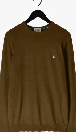 khaki scotch & soda trui essentials - ecovero viscose-blend crewneck pullover