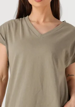 khaki withblack midi jurk wblcarma long v-neck dress