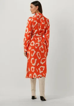 koraal object midi jurk jacira tilda l/s shirt dress