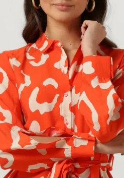 koraal object midi jurk jacira tilda l/s shirt dress