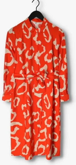 koraal object midi jurk jacira tilda l/s shirt dress