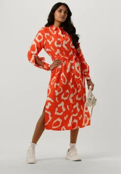 koraal object midi jurk jacira tilda l/s shirt dress