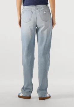 lichtblauwe abrand jeans slim fit jeans high straight tall gia