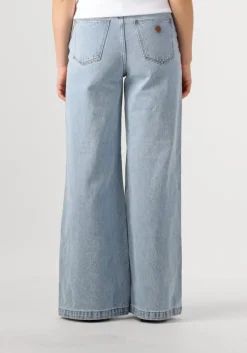 lichtblauwe abrand jeans straight leg jeans super wide loretta