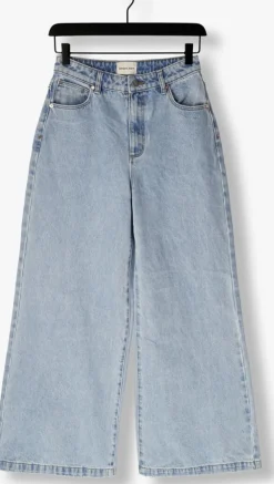 lichtblauwe abrand jeans straight leg jeans super wide loretta