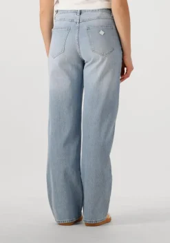 lichtblauwe abrand jeans wide jeans mid baggy gia