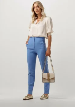 lichtblauwe access pantalon high-waist pants with seam detail
