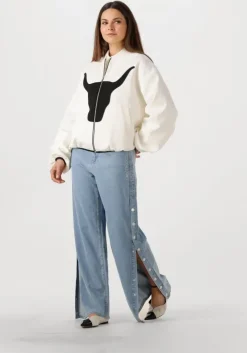 lichtblauwe alix the label straight leg jeans ladies woven chambray denim pants