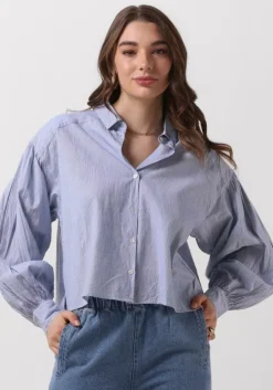 lichtblauwe by-bar blouses sarah short pin stripe blouse
