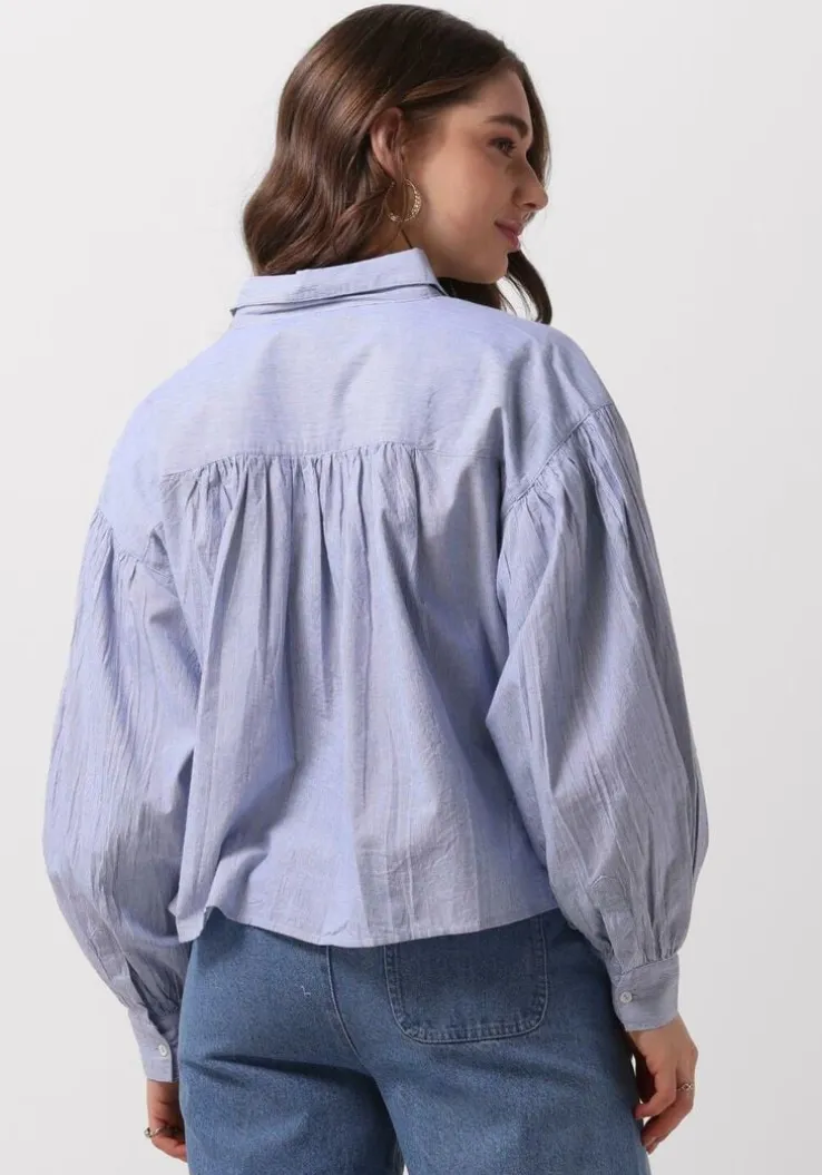 lichtblauwe by-bar blouses sarah short pin stripe blouse