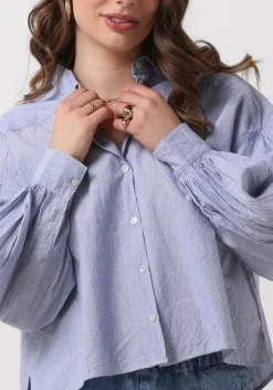 lichtblauwe by-bar blouses sarah short pin stripe blouse