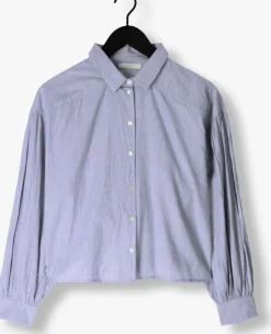 lichtblauwe by-bar blouses sarah short pin stripe blouse