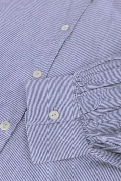 lichtblauwe by-bar blouses sarah short pin stripe blouse